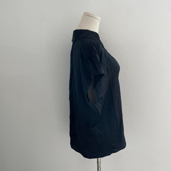 Vince Silk Cap Sleeve Ruched Back Shirt | Black | Women’s Size Medium - Picture 2 of 6